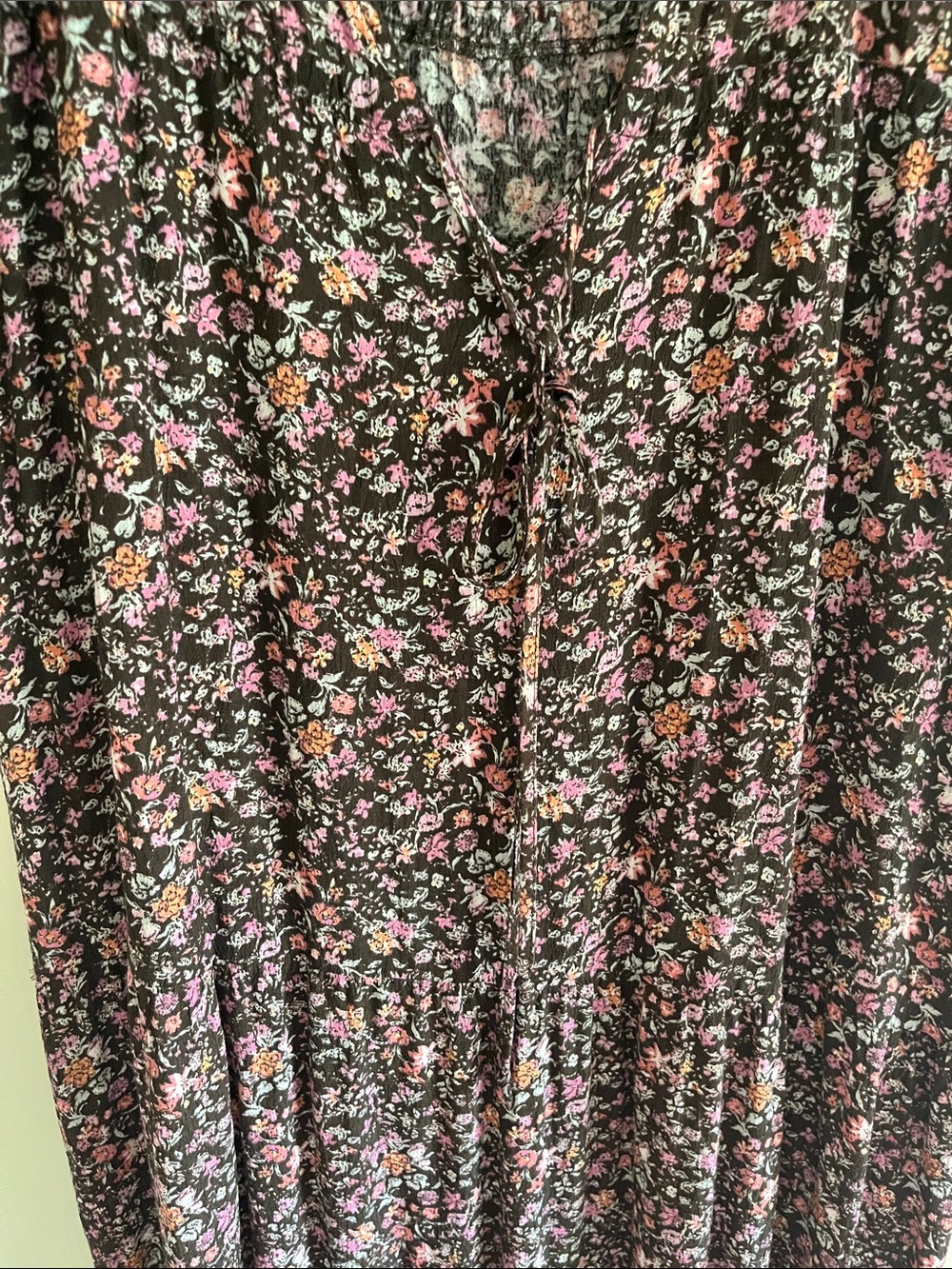 Garnet Hill Boho Floral Dress Brown Pink Rust Print 3/4 Sleeve Flowy Size 10 EUC - Picture 4 of 10